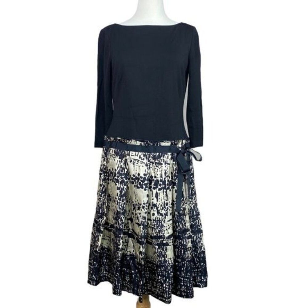 David Meister Long Sleeve Dress Black and White 10
